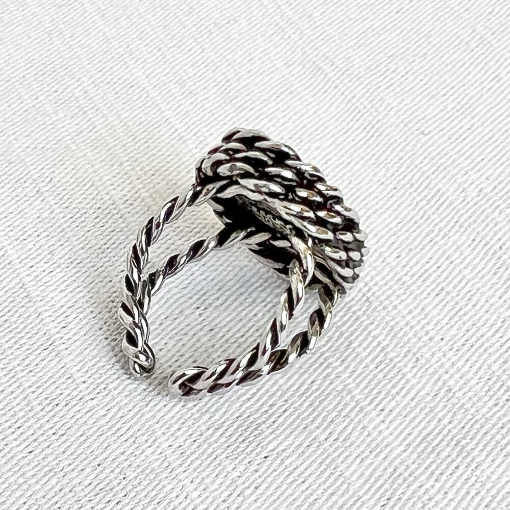 Sarah Coventry Ring Blue Rose Braided Rope Band Silver Tone Adjustable Cottage - Picture 7 of 9